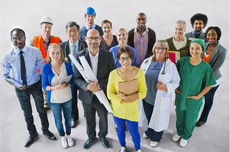 A group of people standing in front of each other.